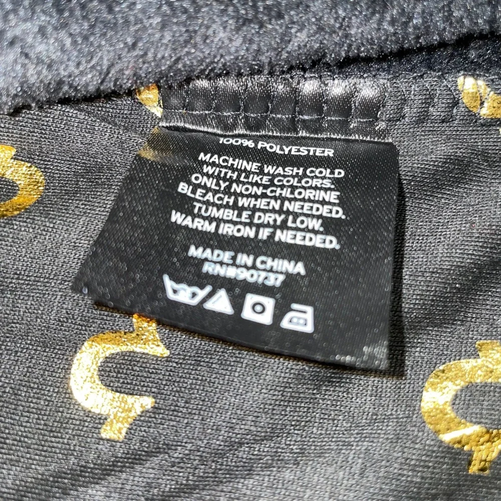 True Religion Mens Black Gold Horseshoe Plush Fleece Loungewear Robe Large NEW